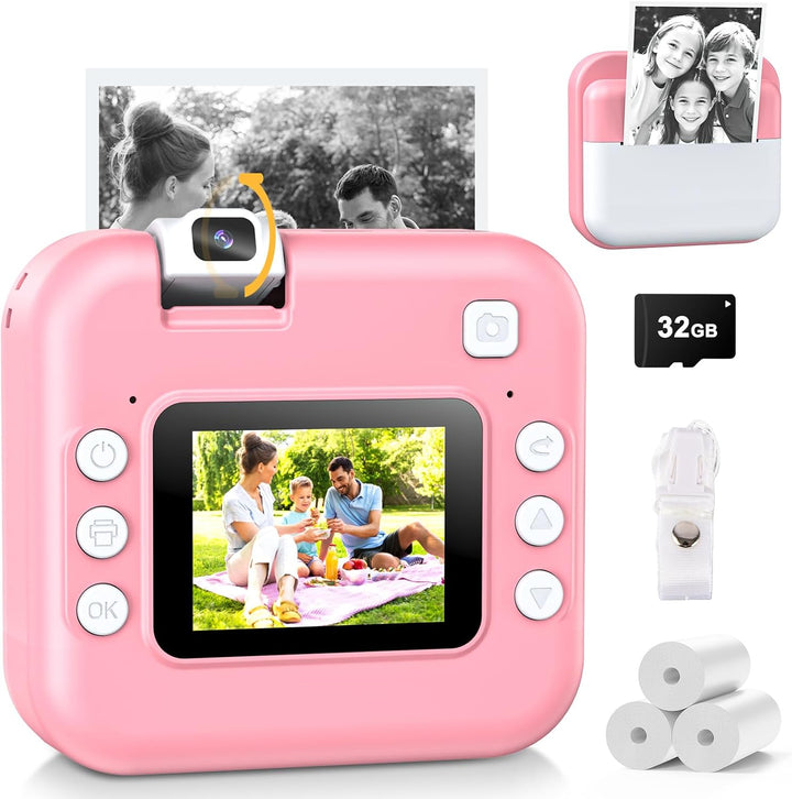 Cámara para niños con impresión instantánea y lente reversible, reg...