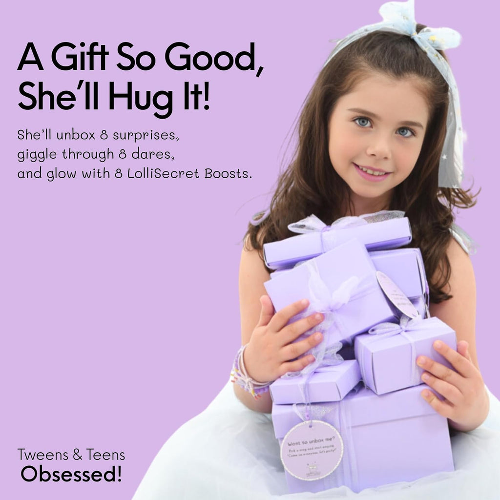 LolliBox Birthday Gift Set para niñasTween y adolescentes de 8–15 años, lista para regalar, 8 regalos envueltos individualmente