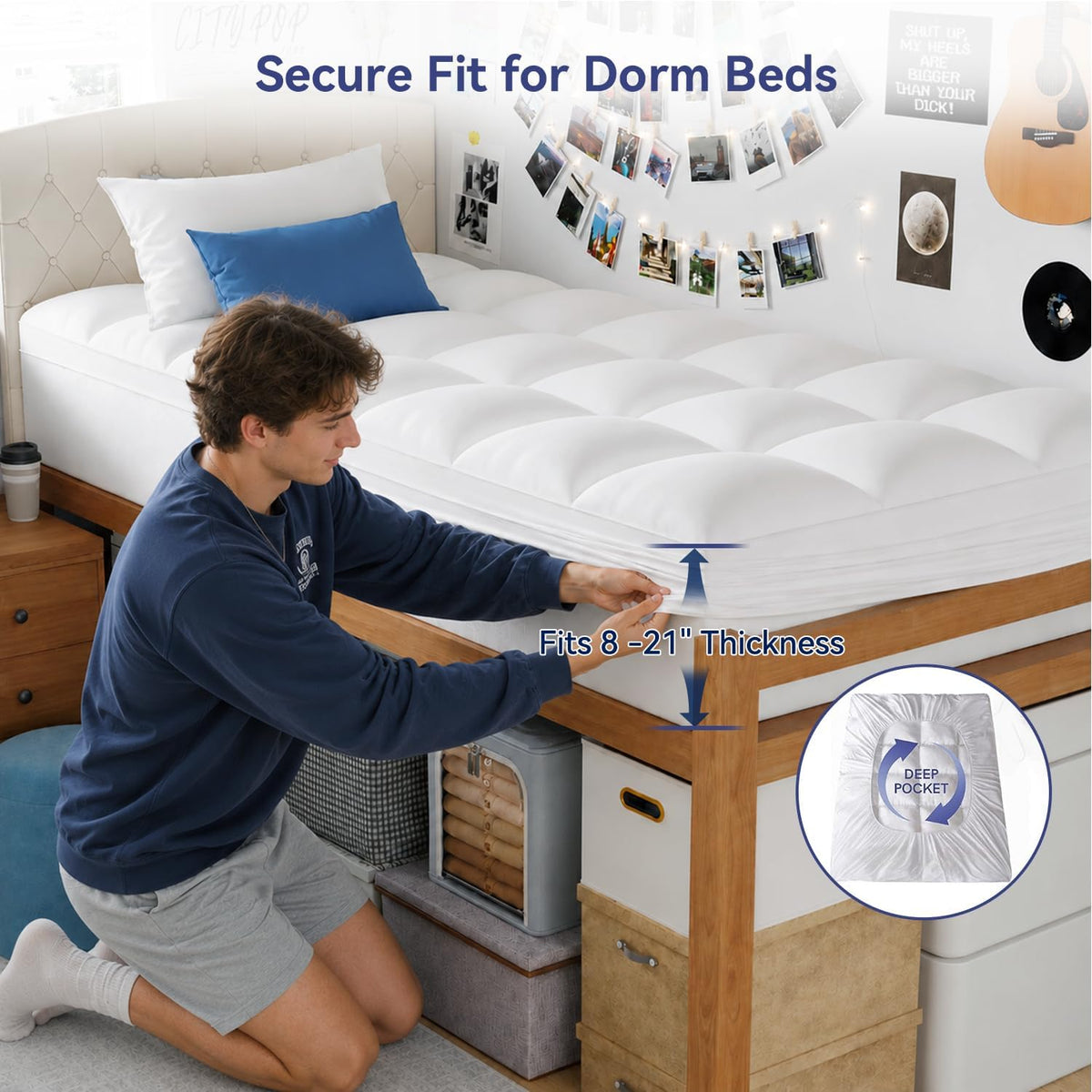 Cubrecolchón individual XL de ELEMUSE para dormitorio universitario