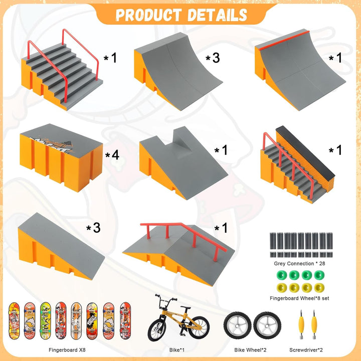 RNGODO Finger Skateboard Park Kits, juego de rampa de patineta de d...