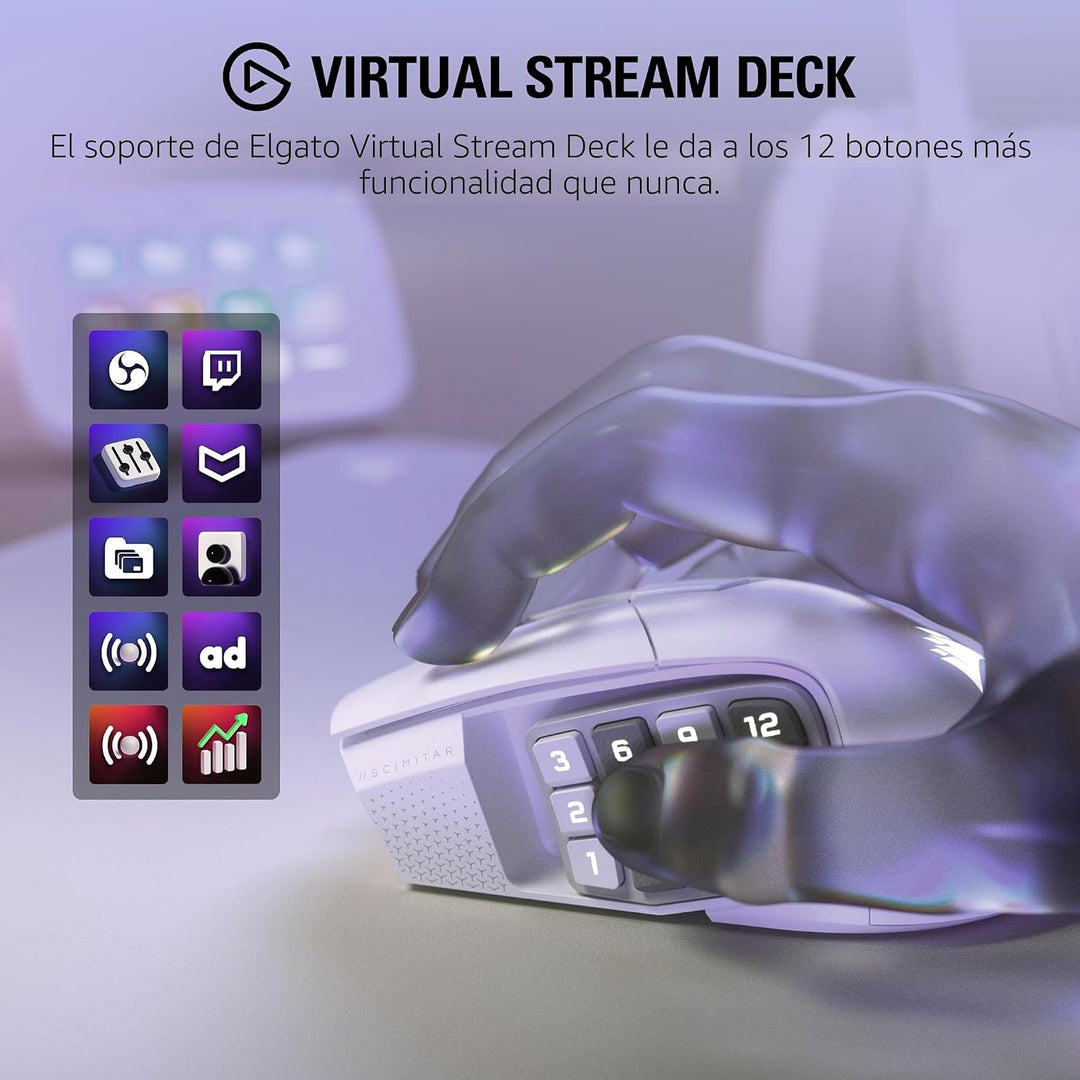 Corsair Scimitar Elite Wireless SE MMO ratón de PC para juegos \u20...