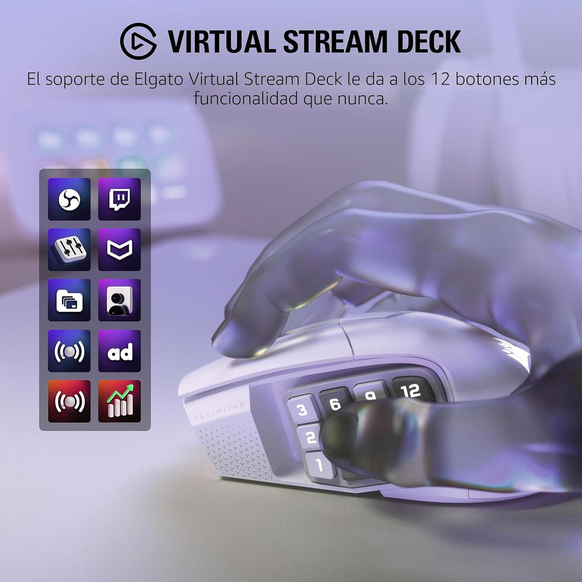 Corsair Scimitar Elite Wireless SE MMO ratón de PC para juegos \u20...
