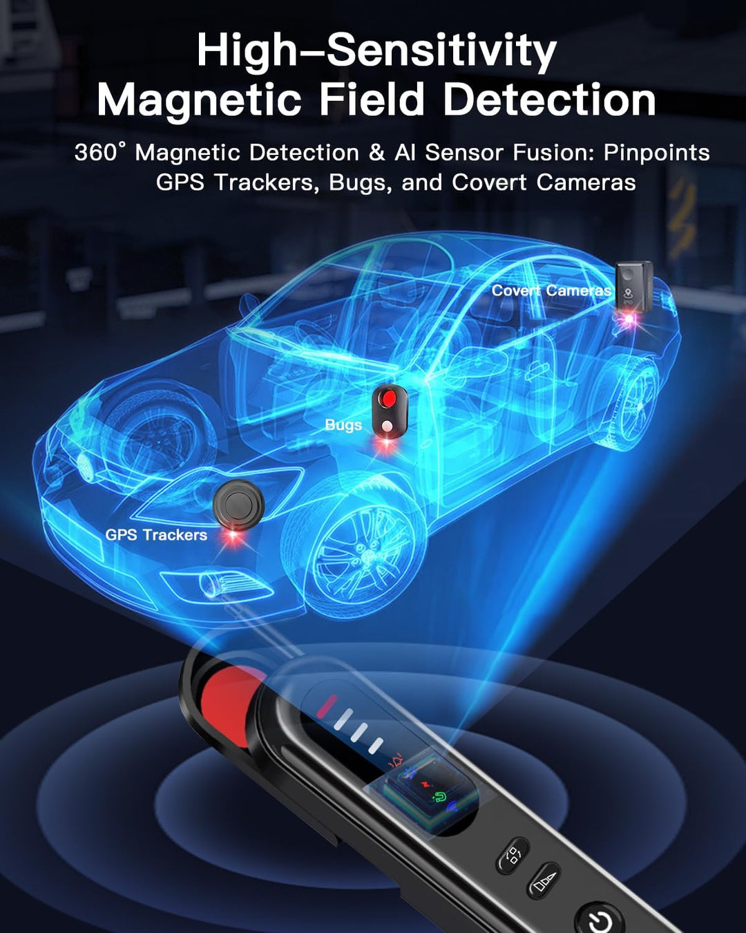 Lonazhna Detectores de cámara oculta 6 en 1 detector de