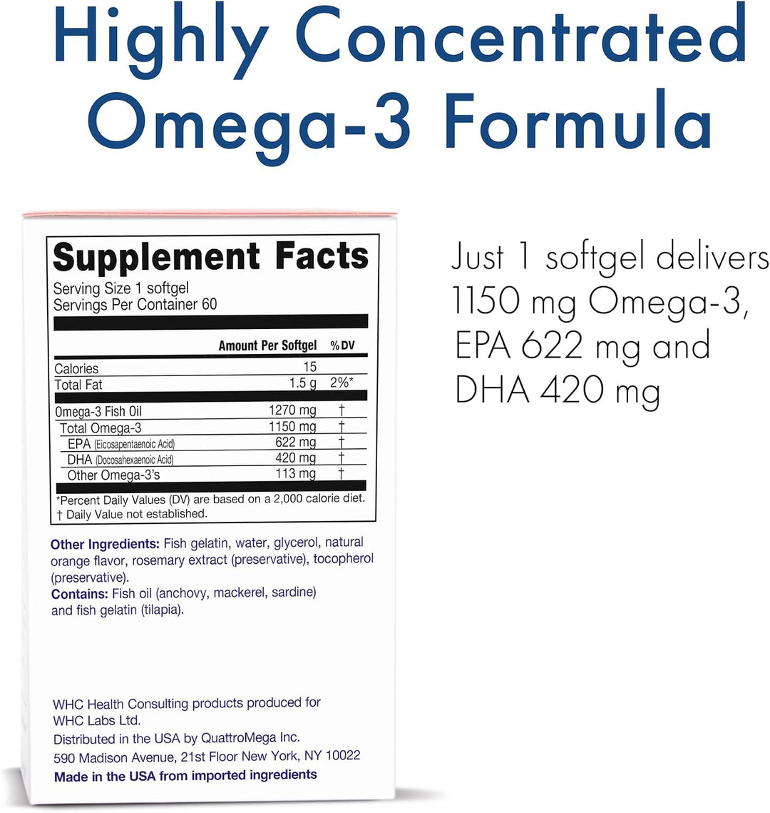WHC, Aceite de pescado UnoCardio X2, ácidos grasos triglicéridos om...