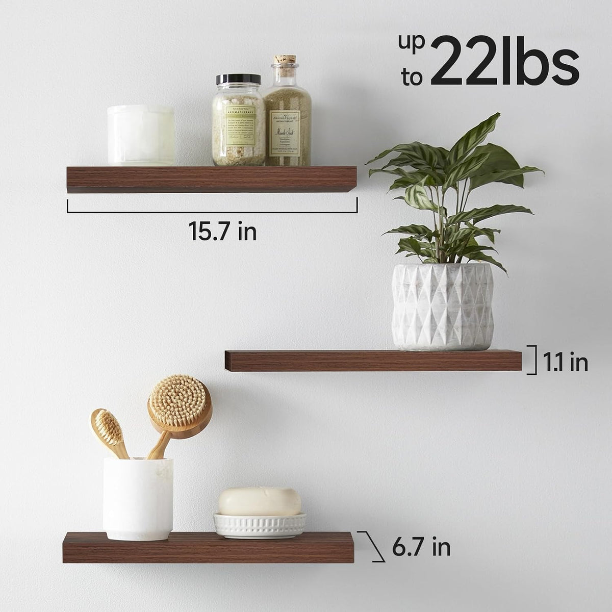 BAYKA - Estantes flotantes de 15.7 pulgadas, paquete de 3, decoración de pared para montaje en pared