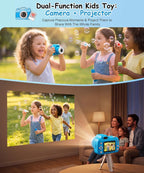 Cámara para niños con proyector para niñas de 5 a 12 años, cámara digital