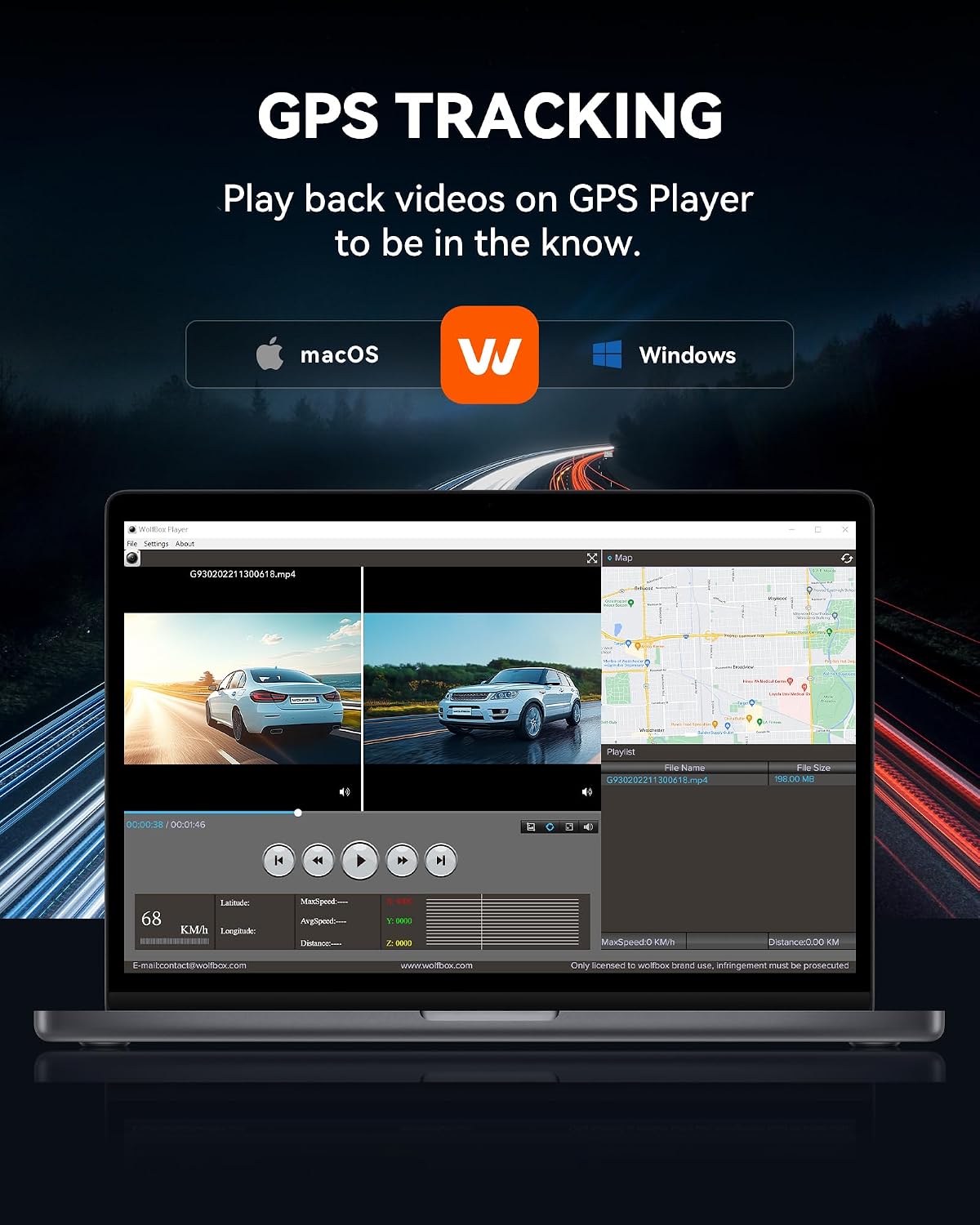 WOLFBOX G930 - Cámara de espejo retrovisor de 10'' con WiFi de 5.8GHz, cámara de salpicadero 4K frontal y trasera con WDR, espejo retrovisor de respaldo con pantalla táctil, monitor de estacionamiento