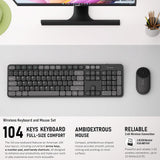Whalices 52 Combo de teclado y mouse inalámbricos, teclas planas gr...