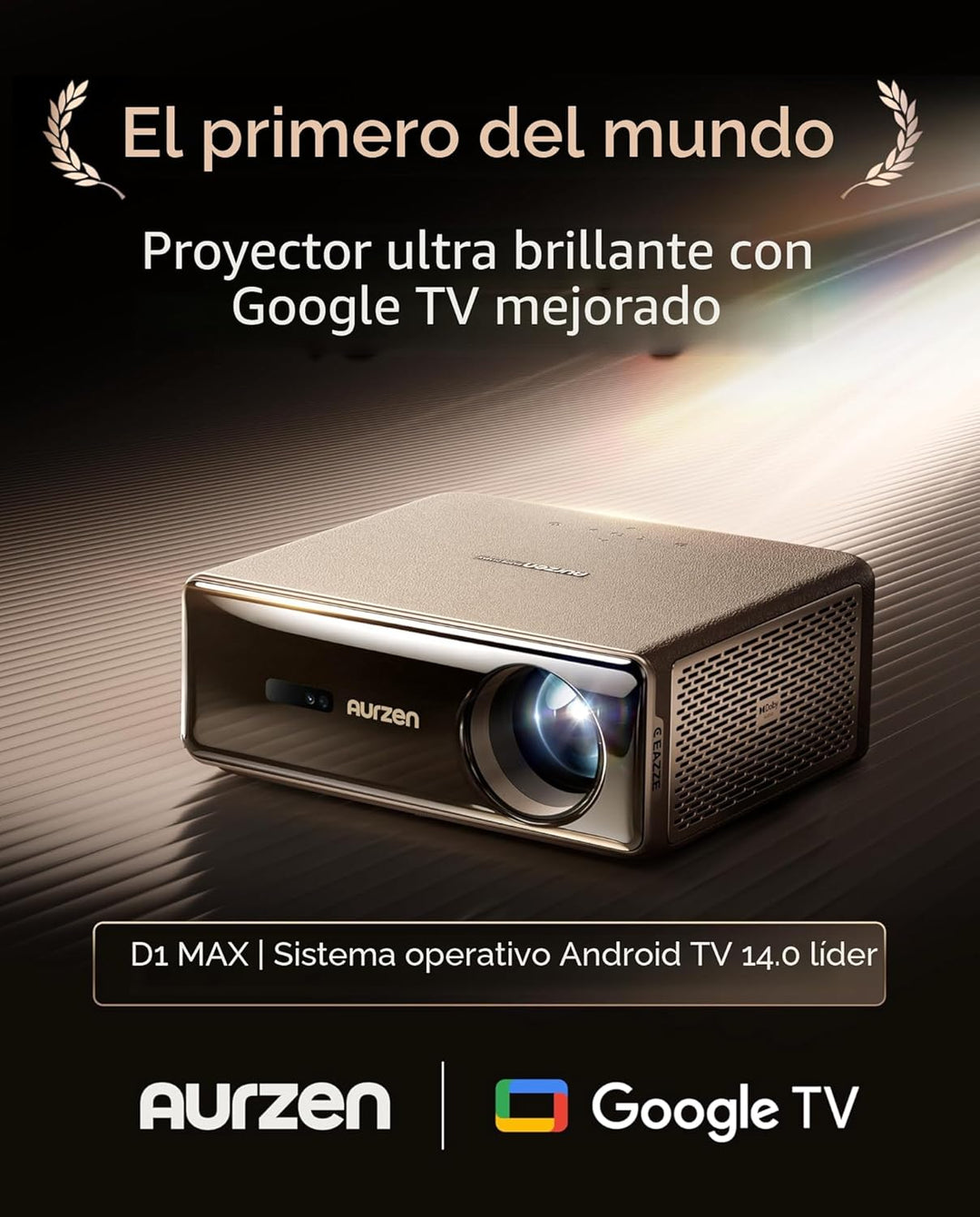 Aurzen EAZZE D1 MAX - Proyector inteligente Google TV compatible co...