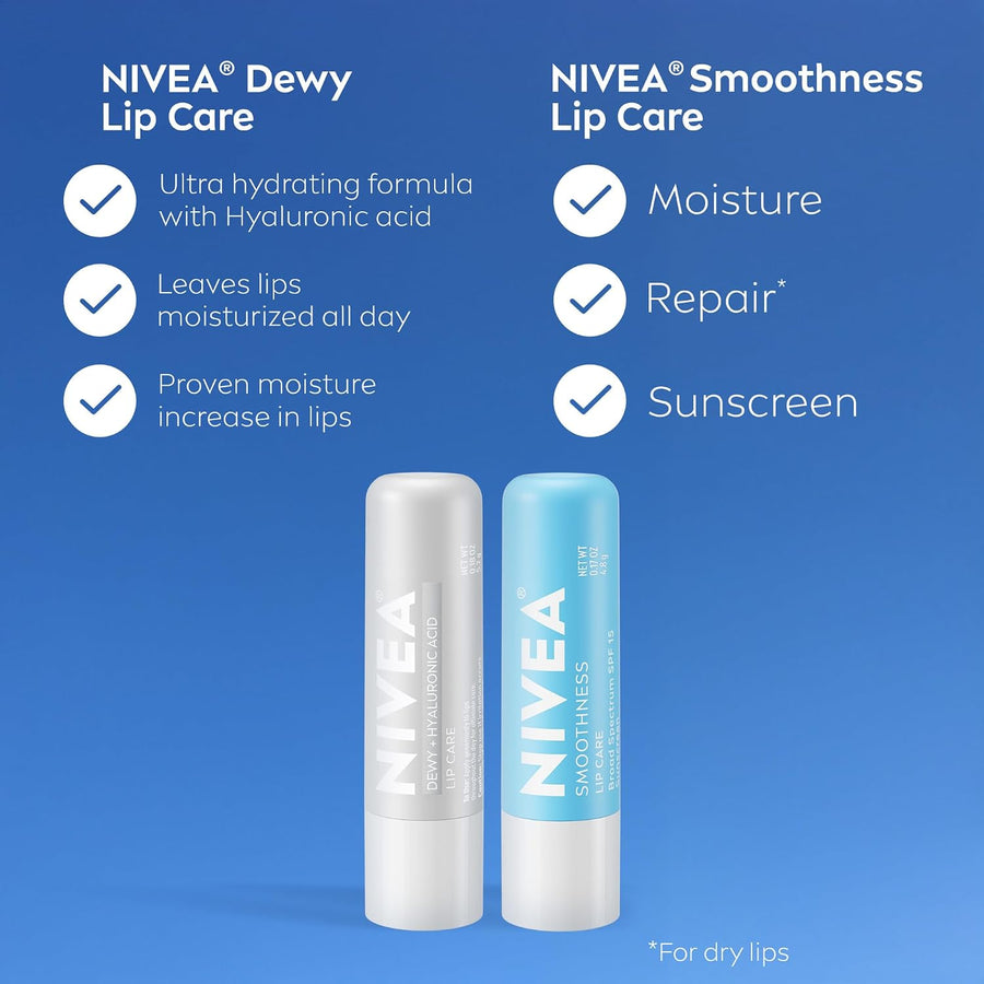 NIVEA Set de Bálsamo Labial, Cuidado Labial de Suavidad con Protect...