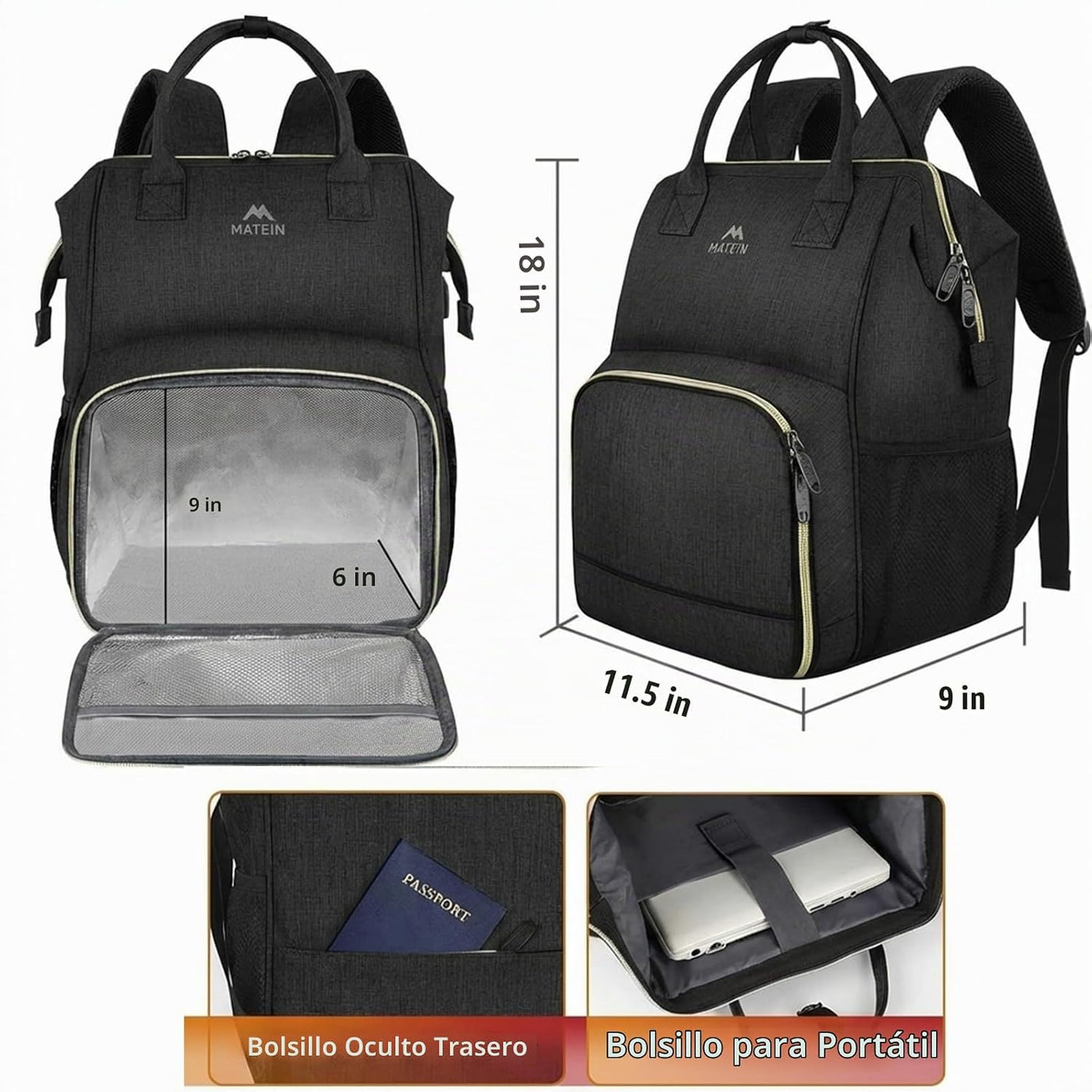 MATEIN - Mochila de almuerzo para mujer, mochila térmica aislada pa...