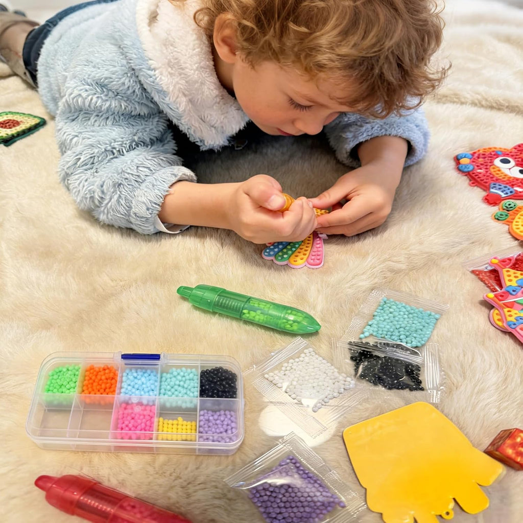 VattaFrast Kit de arte y mosaico de cuentas para niños de 4 a 12 años, juego completo de manualidades con 15 plantillas coloridas, plantillas divertidas, bolígrafos de cuentas, artes creativas