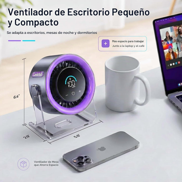 Coolhill Ventilador de escritorio USB para dormitorio: ventilador d...