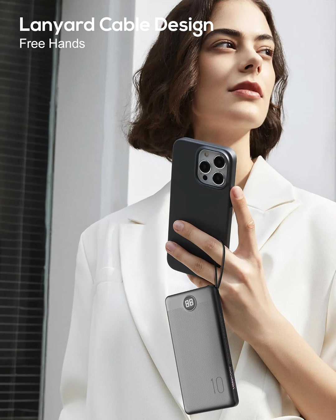 VEEKTOMX Cargador portátil con cables integrados, cargador de bater...