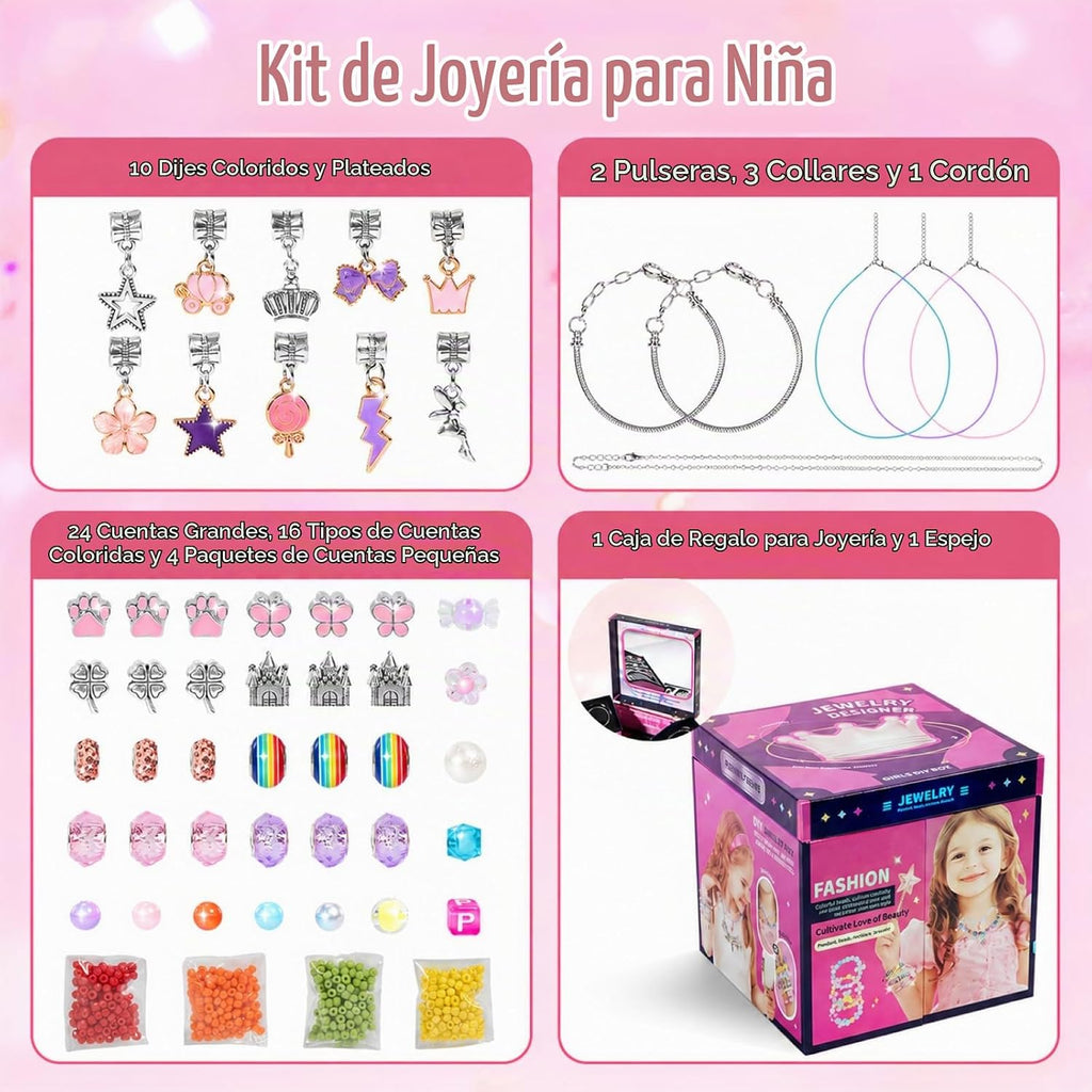 JeeMoien Kit de fabricación de pulseras con dijes para niñas de 5, 6, 7, 8-12, kit de pulseras de la amistad, kit de fabricación de joyas para manualidades, regalo de cumpleaños, juguete para 6, 7, 8