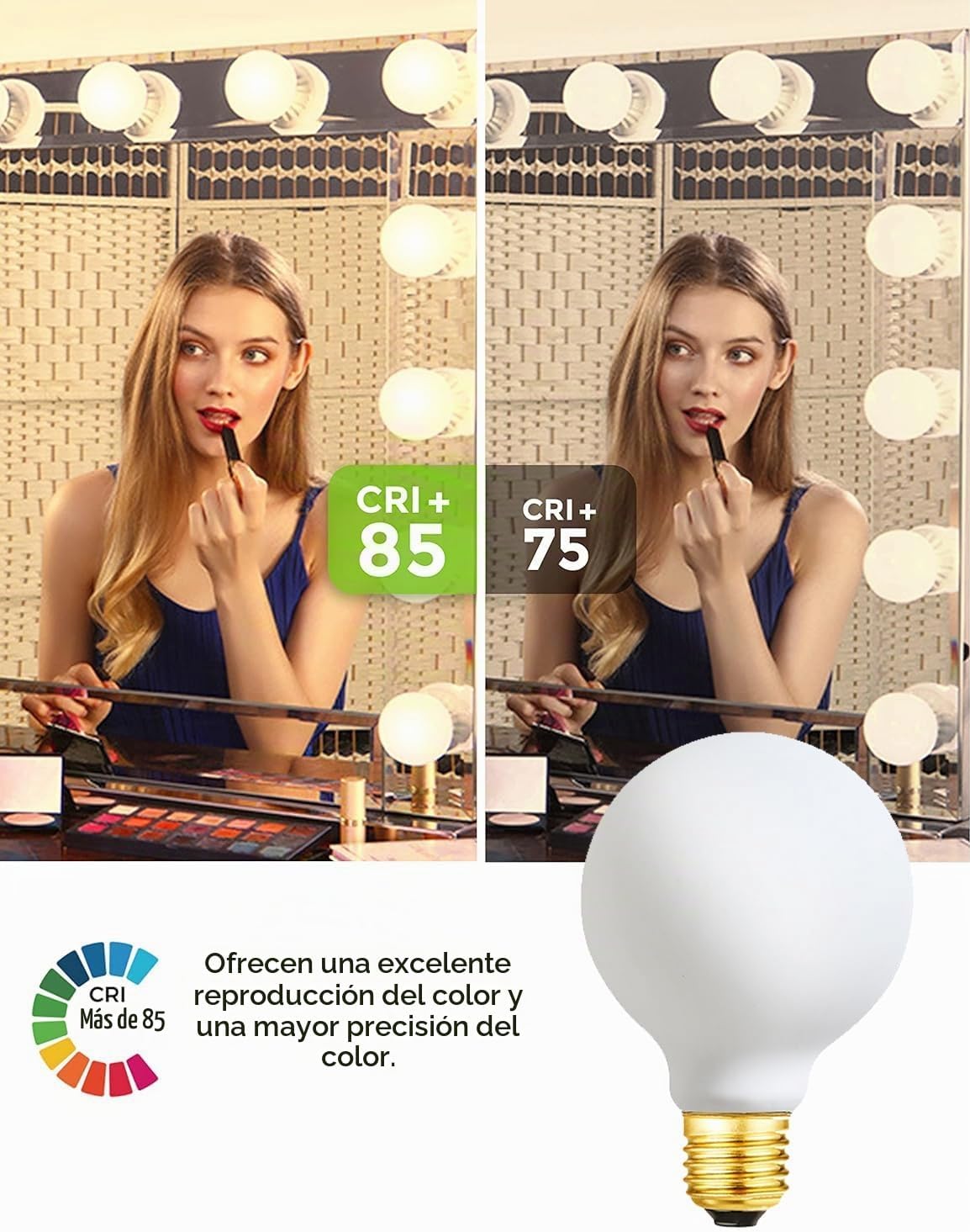 Lámpara Bombilla LED G25 con base E26 de porcelana de ópalo mate, color blanco suave, 3000 K, regulable, Edison 6 W, 600 lúmenes, equivalente a 60 vatios, vidrio esmerilado exterior, bombilla LED Edison