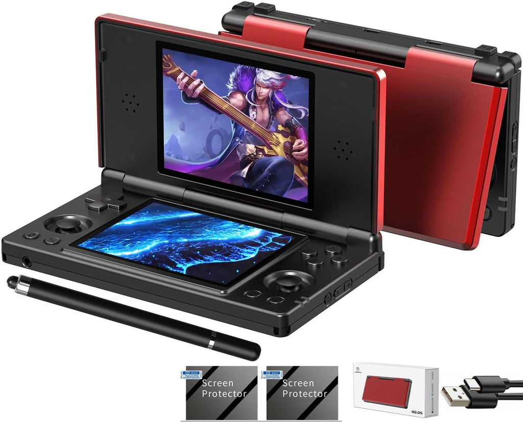 Consola de juego portátil plegable RG DS RK3568 Anbernic Sistema Android 14 Joystick para dos jugadores Superior e Inferior Pantalla dual de 4 pulgadas OCA Pantalla táctil completa 4000mAh 3 + 32GB