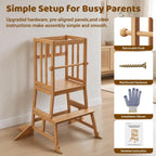 COSYLAND Taburete de cocina para niños pequeños, 1.5-3 años, natural