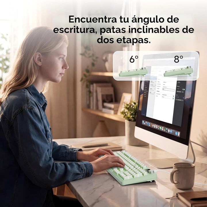 EWEADN V102 Teclado con cable, 98 teclas, teclado cremoso para jueg...