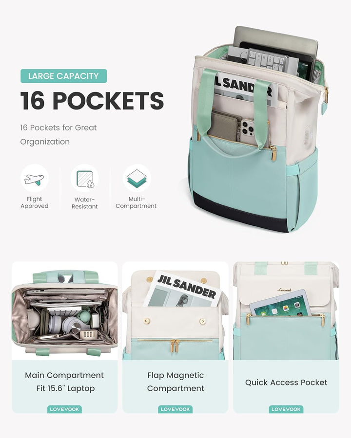 LOVEVOOK Mochila para Portátil para Mujeres, Mochila de Trabajo Con...