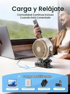 OpenBay Ventilador de clip, ventilador USB recargable con abrazader...