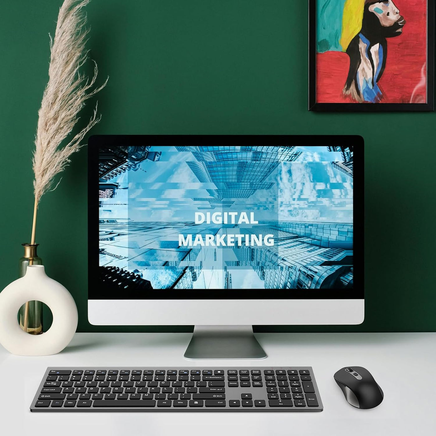 Combo de mouse y teclado inalámbricos, teclado de computadora de ta...