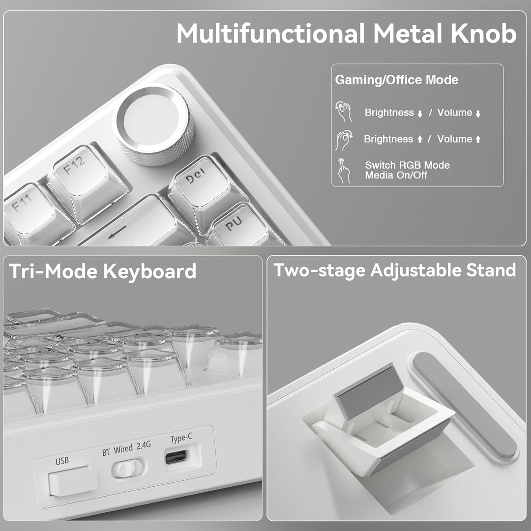 SOLAKAKA Teclado inalámbrico A75 para juegos con perilla multifunci...
