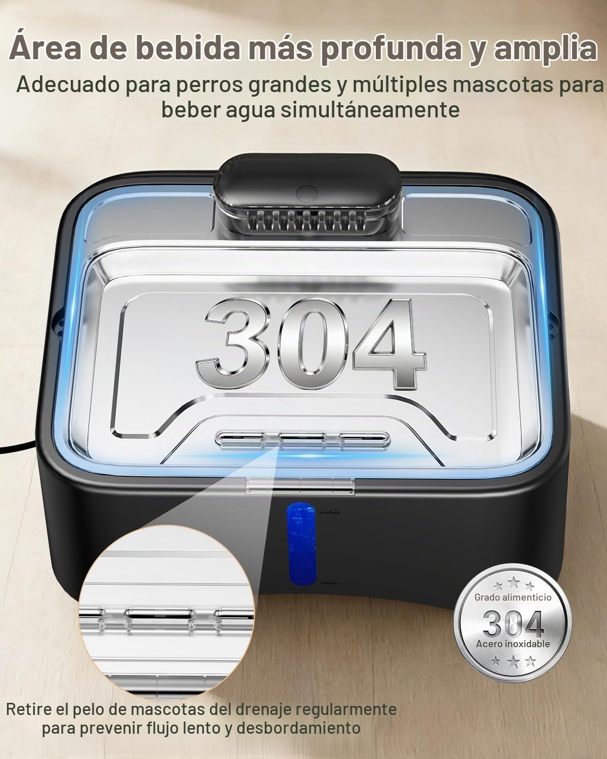 UPSKY Fuente de agua elevada para perros sin derrames de 11L con 4 alturas