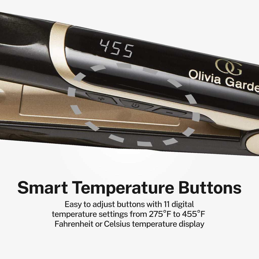Olivia Garden Ceramic + Ion Pro Flat Iron - Dual Voltage, 11 Temps,...