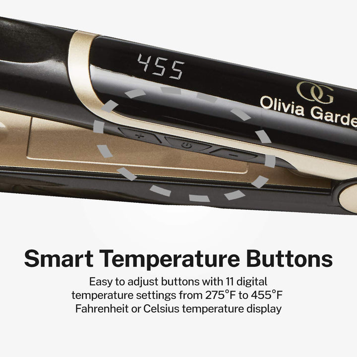 Olivia Garden Ceramic + Ion Pro Flat Iron - Dual Voltage, 11 Temps,...