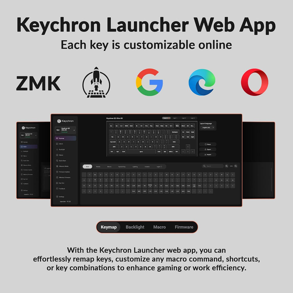 Teclado mecánico inalámbrico Keychron Q3 Ultra Tasa de sondeo 8KHz, TKL 2.4G/Bluetooth 5.3/por cable Hasta 660 horas de batería, Hot-Swappable Aluminio RGB para Mac/Windows/Linux—Blanco