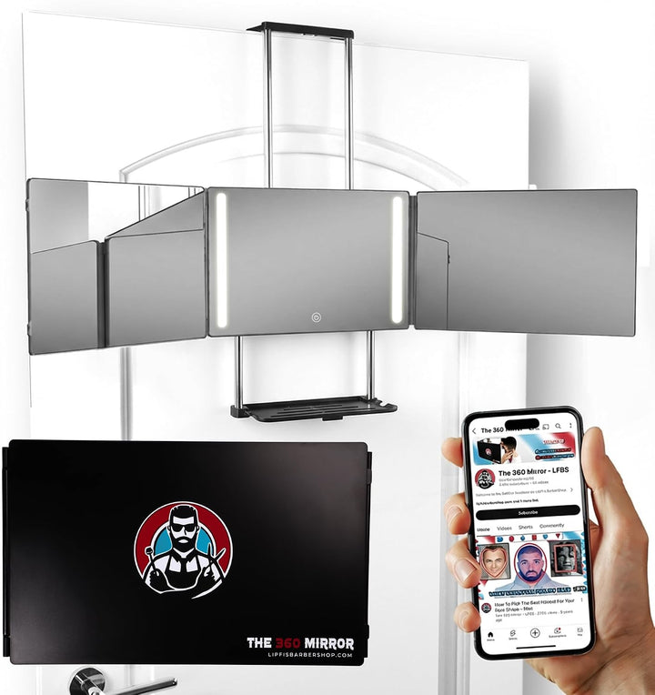 LIPFISBARBERSHOP.COM El espejo LED 360 para el cuidado de los hombr...