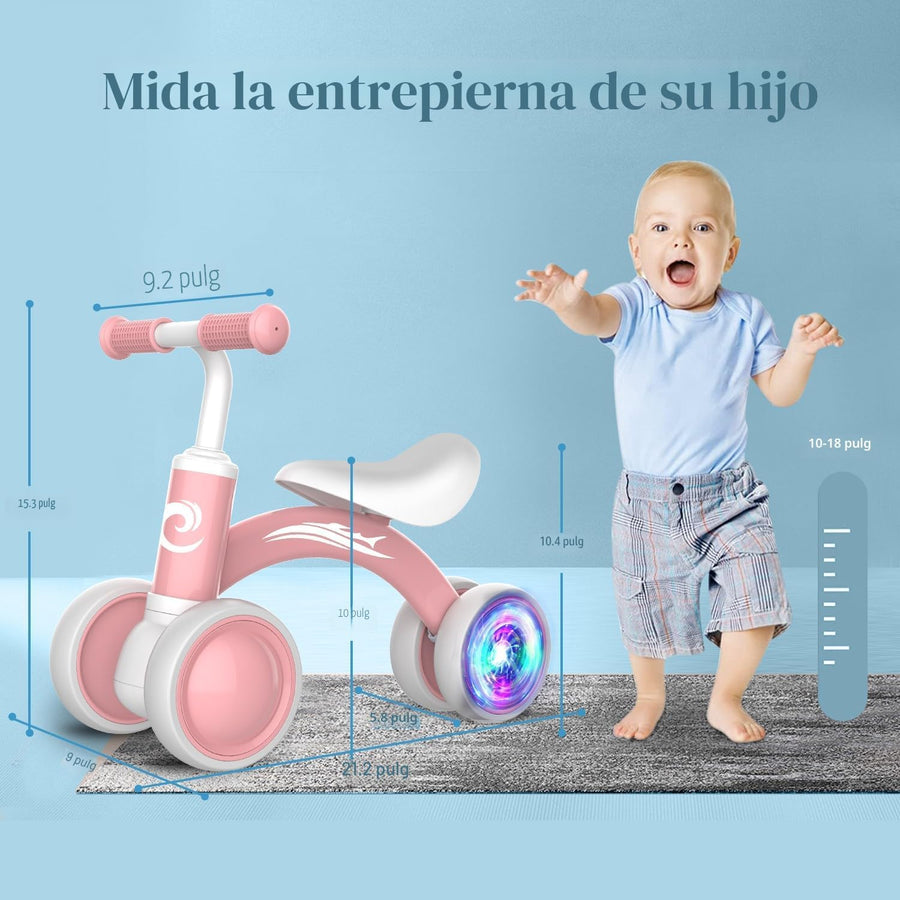 Bicicleta de equilibrio con luces coloridas para bebés de 1 año, re...