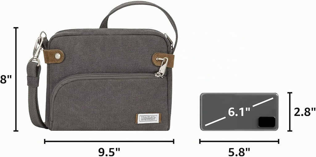 Travelon - Bolso bandolera Heritage antirrobo, pequeño