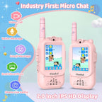 Walkie Talkies de video para niños con emparejamiento automático instantáneo, rango de 600 pies, no necesita WiFi, con video, voz y chat de imágenes, regalo perfecto para niños y niñas de 3