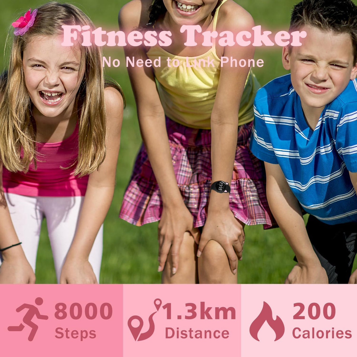 Relojes para niños y niñas, reloj deportivo digital con contador de pasos, podómetro, alarma de vibración, sin aplicación, impermeable, rastreador de fitness, reloj para niños, niñas, adolescentes