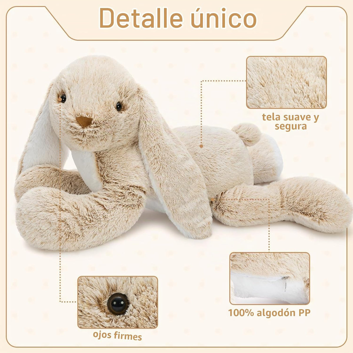 Peluche de conejo gigante de 31 pulgadas, juguete de peluche grande