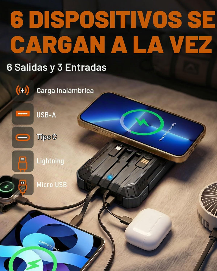 WONGKUO Banco de energía solar portátil (negro mate) | Cargador de...