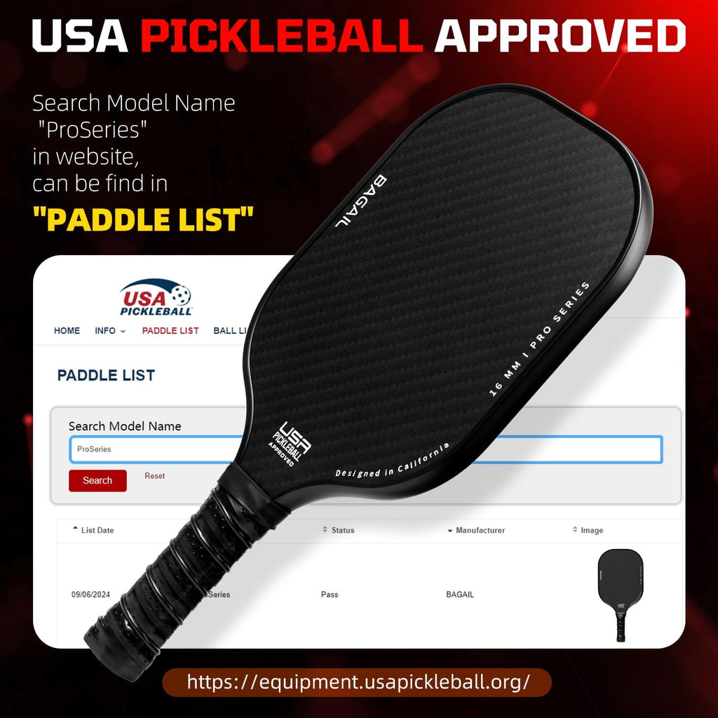 BAGAIL Palas de pickleball aprobadas por USAPA, juego de pickleball de superficie de fibra de vidrio, raquetas ligeras con 4 bolas, 1 bolsa, diseñadas en California para tracción y estabilidad