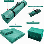 WHITECLOUDZ Kit de yoga, juego de 7 piezas de esterilla de yoga para entrenamientos en casa, esterilla de yoga gruesa, bloques de yoga, correa, toallas de yoga y bolsa de transporte, tapete de