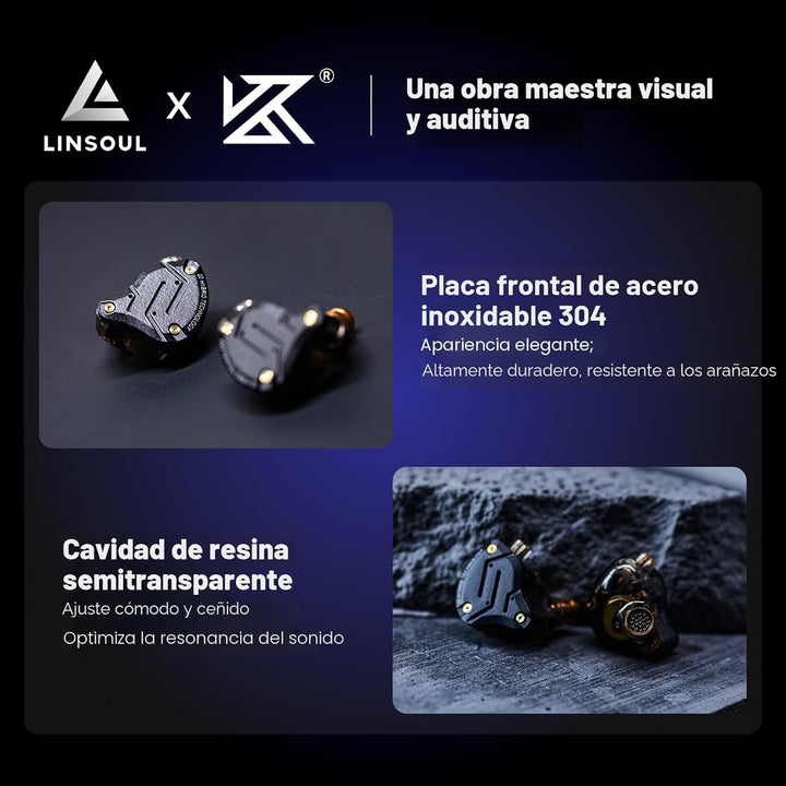 Linsoul KZ ZS10 Pro, Audífonos intraurales HiFi con 5 controladores...