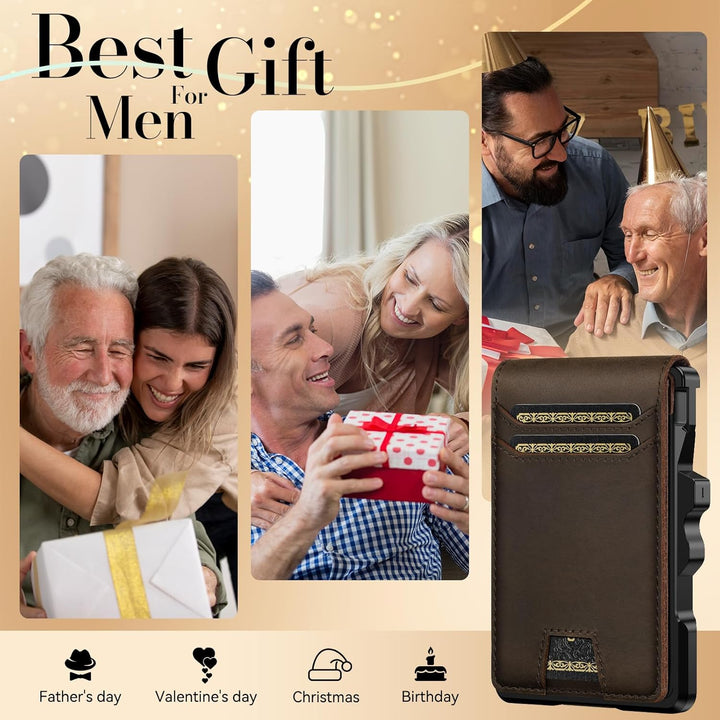 furid Cartera de cuero genuino para hombre: carteras minimalistas R...