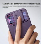 SURITCH Funda para iPhone 16 con cubierta magnética para cámara deslizante y soporte ajustable, compatible con MagSafe, funda con parachoques a prueba de golpes, cubierta protectora delgada de 6.1