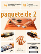 LISEN Paquete de 2 cables USB C a USB C en espiral de carga rápida de 60 W