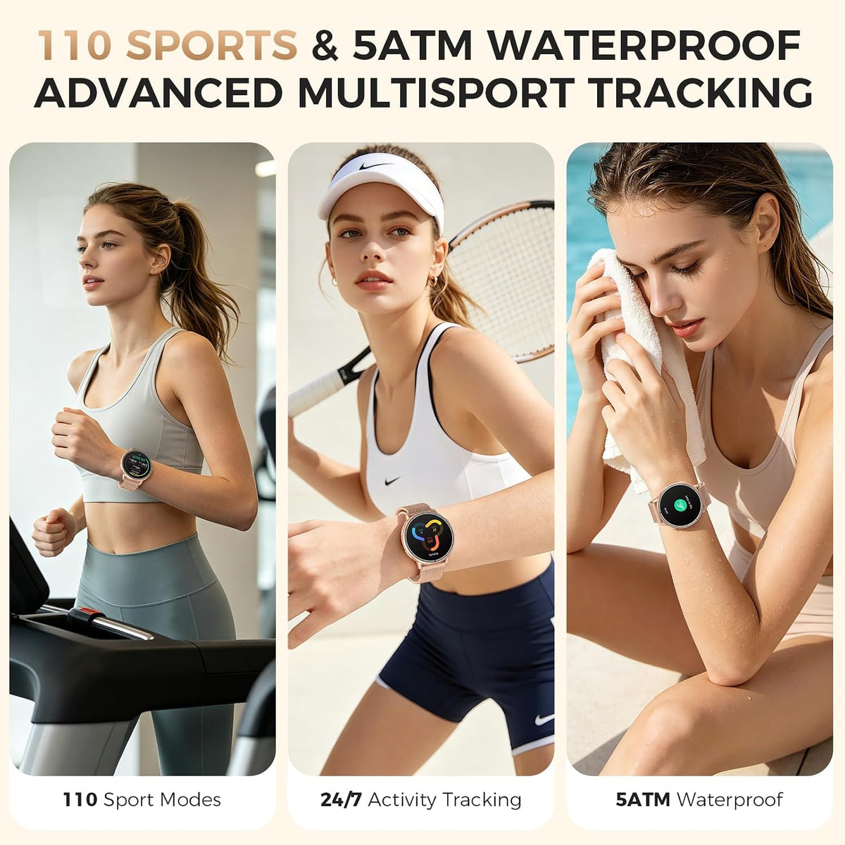 EGQINR GPS Smart Watch para Hombres y Mujeres, 1.32" AMOLED, Seguimiento de Actividad 5ATM