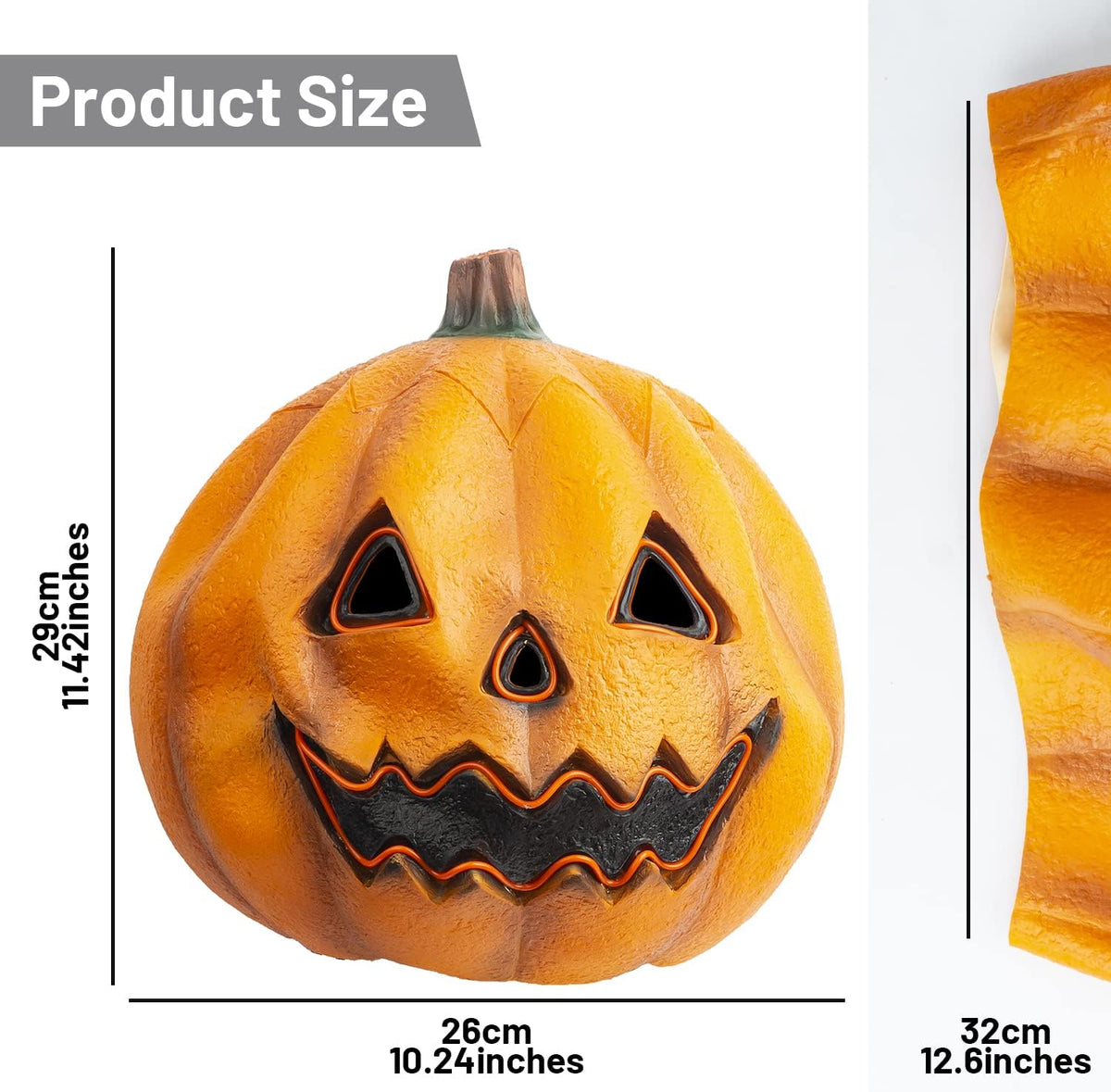 PartyHop Máscara de calabaza con luz LED, máscara de cabeza completa, disfraz de calabaza para fiesta de disfraces de Halloween