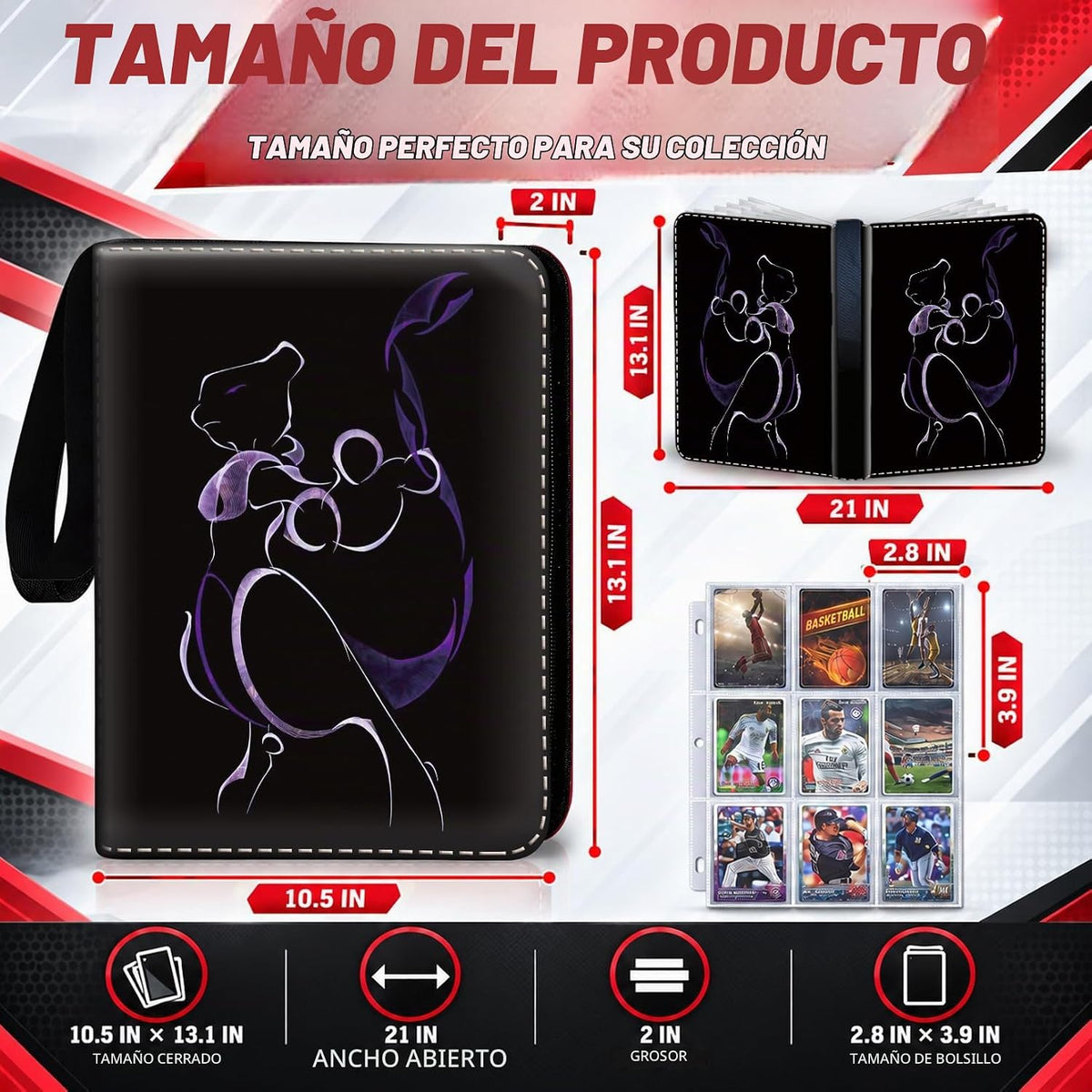 Carpeta de tarjetas coleccionables con mangas extraíbles, carpeta de