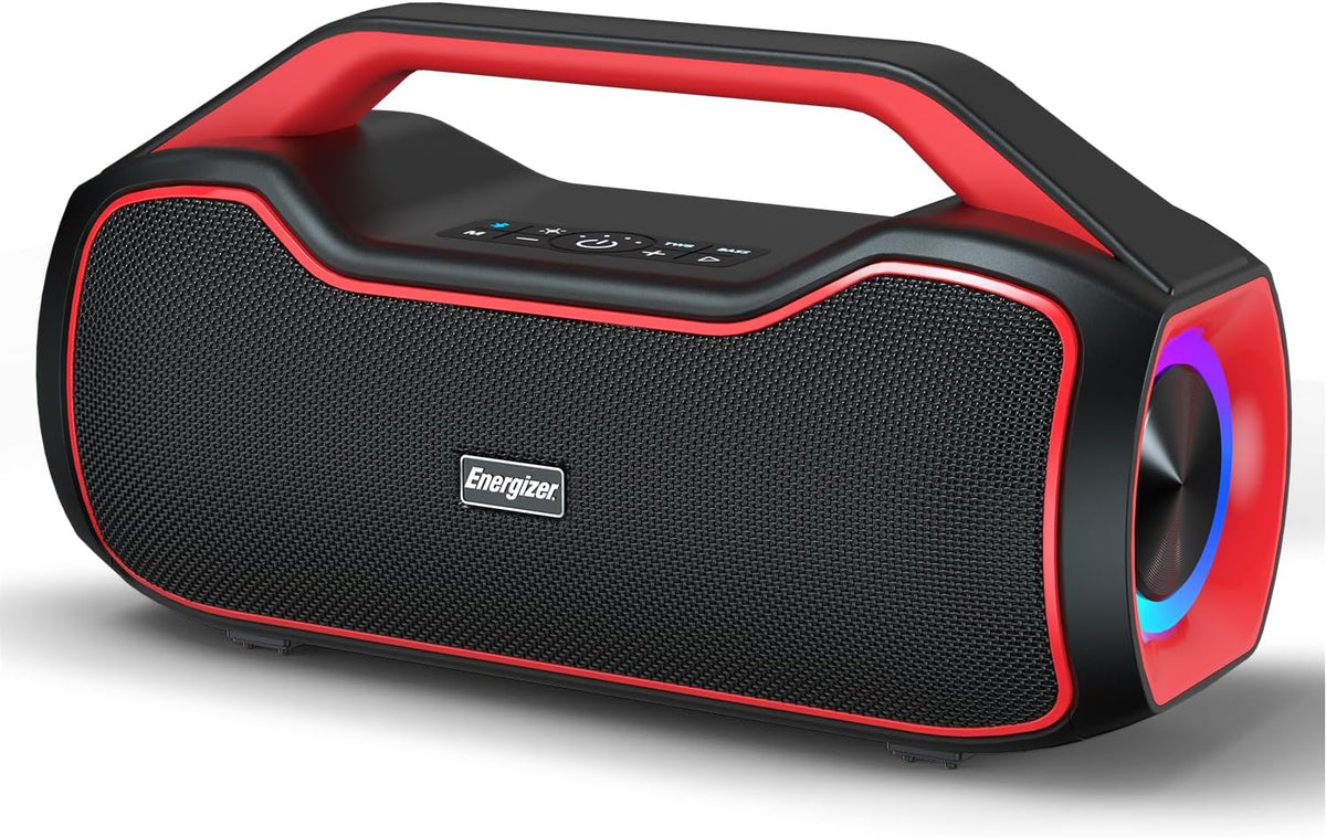Energizer Altavoz Bluetooth portátil, graves profundos, IPX6, batería, Rojo