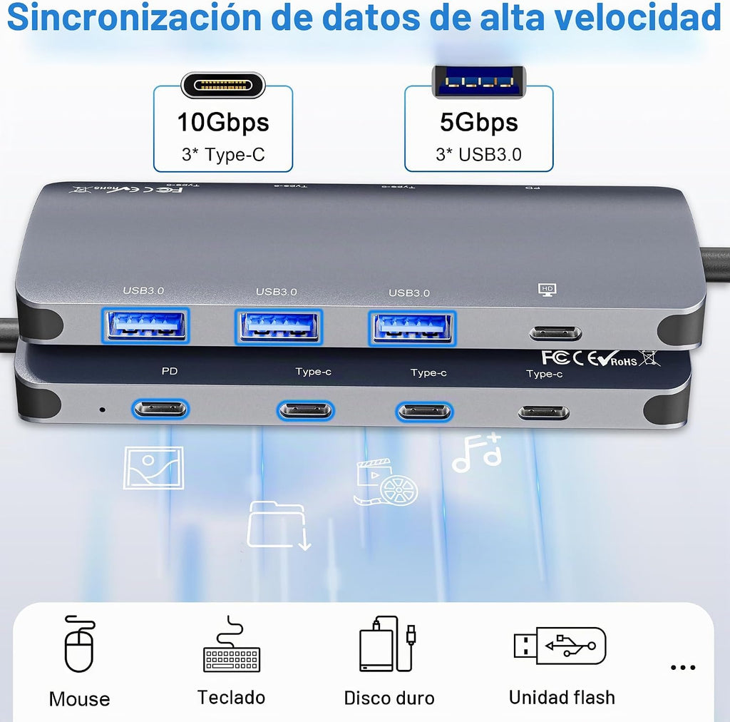 Yeemie Pro, USBC-3A5C-F, hub USB 4, alimentado