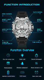 Relojes deportivos para hombre al aire libre, impermeable, militar, fecha, tácticas, LED, alarma, cronómetro